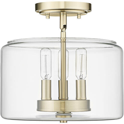 Asheville 3 Light 11 inch Modern Gold Indoor Semi-Flush Ceiling Light